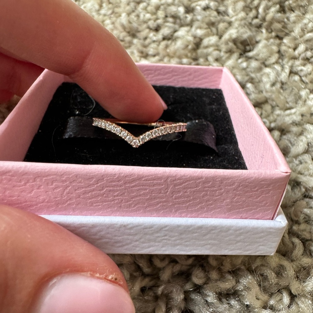 Pandora Rose Gold Wishbone Ring.